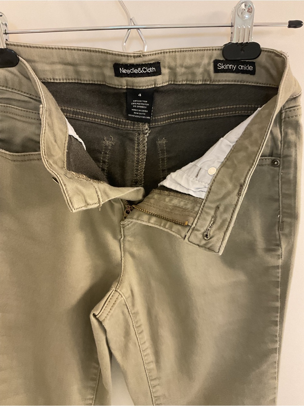Needle & Cloth Skinny Ankle Stretch Lightweight Denim  in Olive Green - Picture 2 of 9